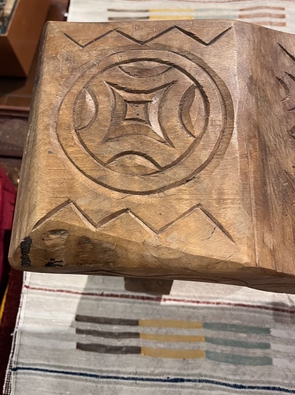 handmade Berber wooden carved stool