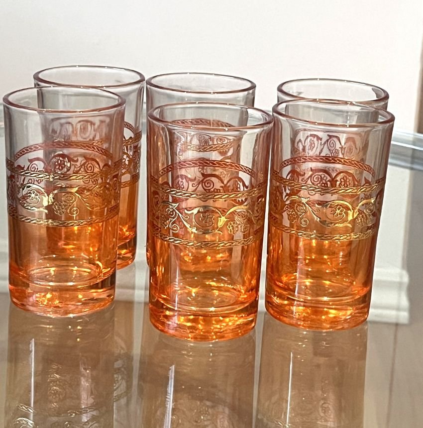 orange moroccan tea glasses