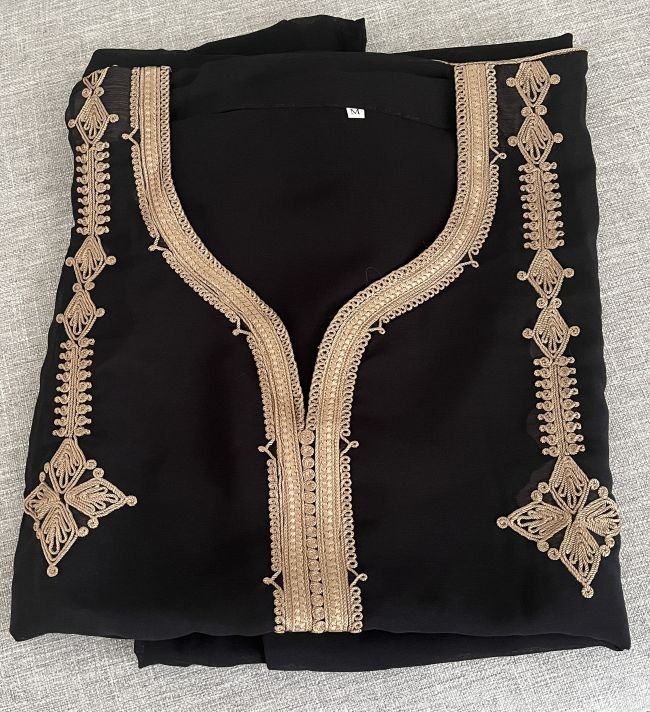 Moroccan tansparent kaftan black