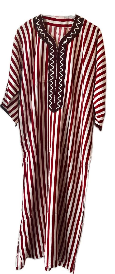 djellaba sans capuches rouge et blanc