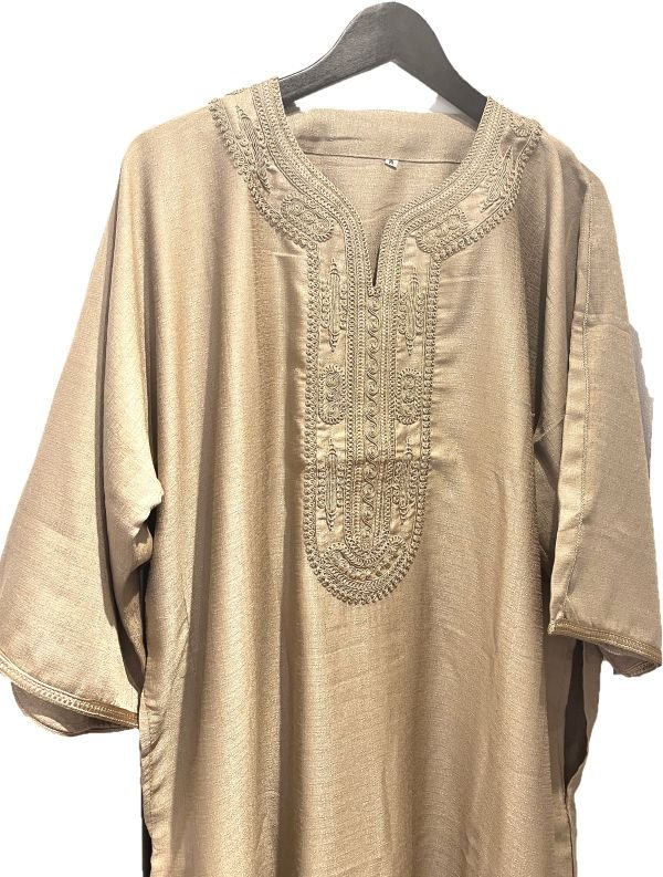 gandoura marocain beige avec broderies