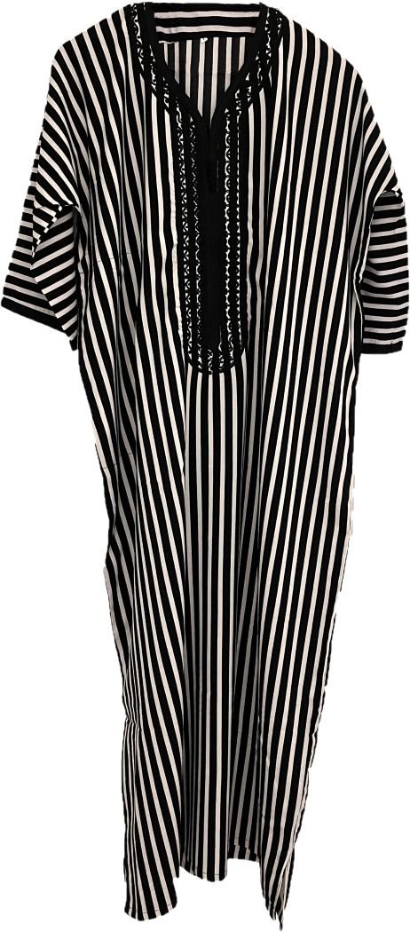 striped kaftan black and white
