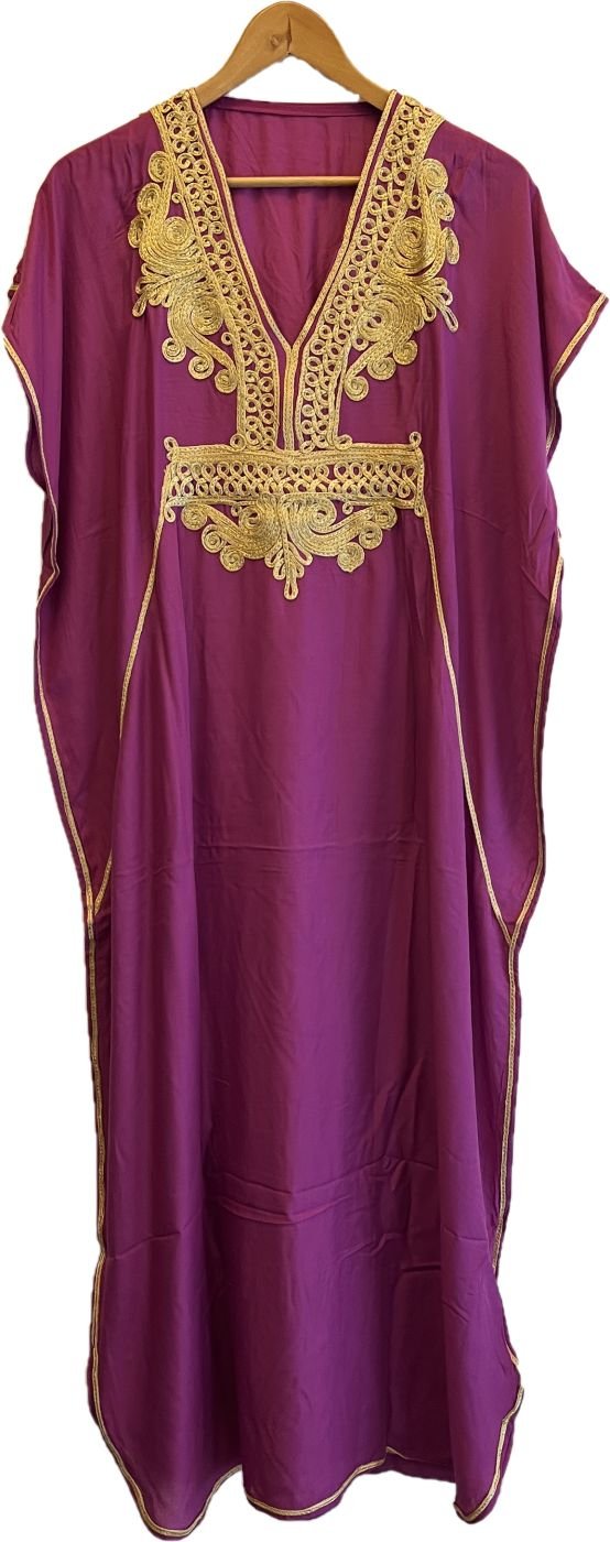 vue face caftan marocain rose or pour femmes