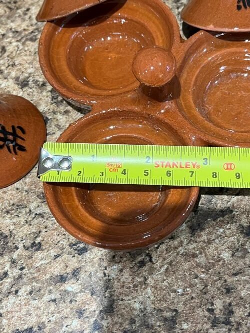 mesure de chaque petit tagine composant l'Ensemble de 3 mini tajines marocains pour épices