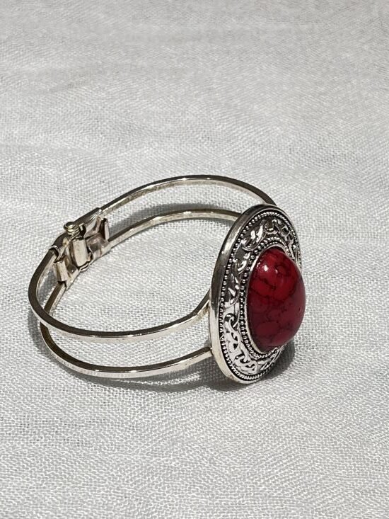 Moroccan Red Stone Cuff Bracelet