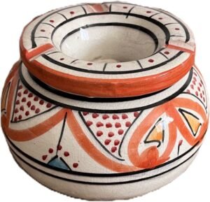 cendrier orange fait main avec couvercle