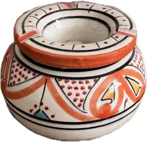 moroccan-ashtray-ceramic-front cendrier orange fait main avec couvercle