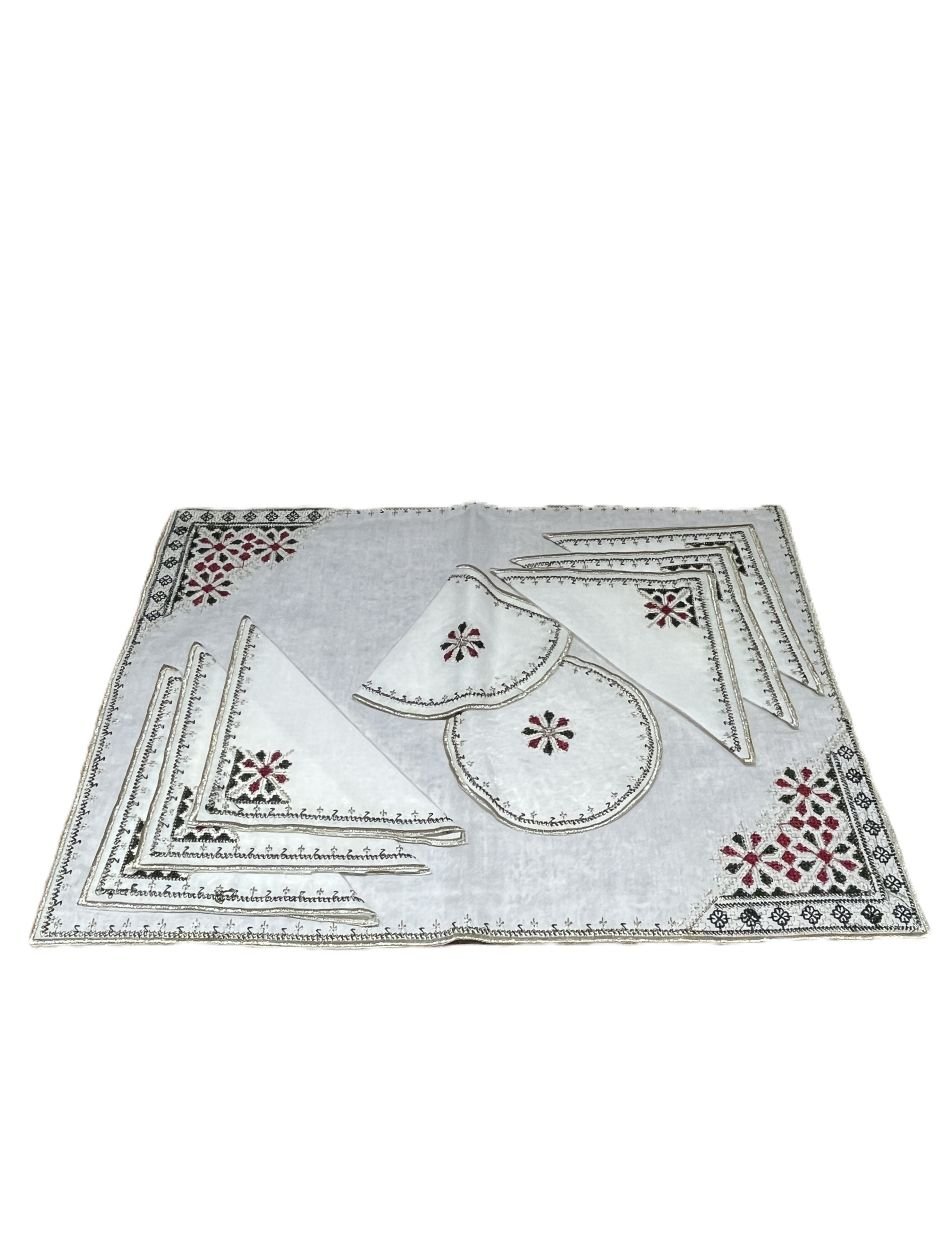 Moroccan tablecloth, napkins and teapot cover handle