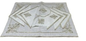 nappe-table-argentee-doree gold silver tablecloth with nappkins