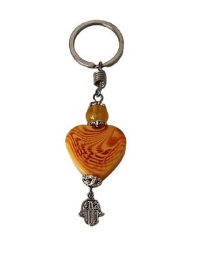 charm-keychain-hamsa Ce porte-clés sous forme de cœur et main de khamsa