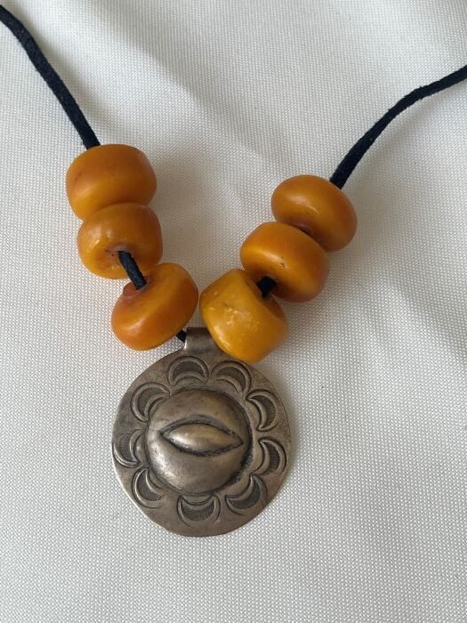 metal medallion back vintage berber necklace
