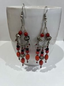 boucles oreilles berberes orange rouge