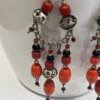 boucles oreilles argent, corail