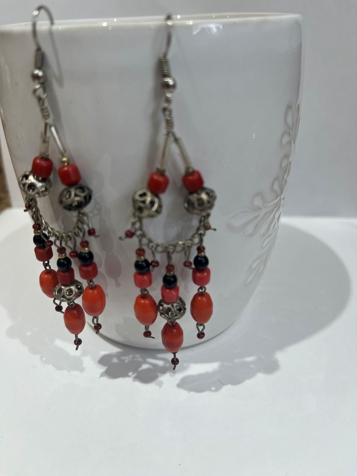 boucles d oreilles marocaines rouge orange