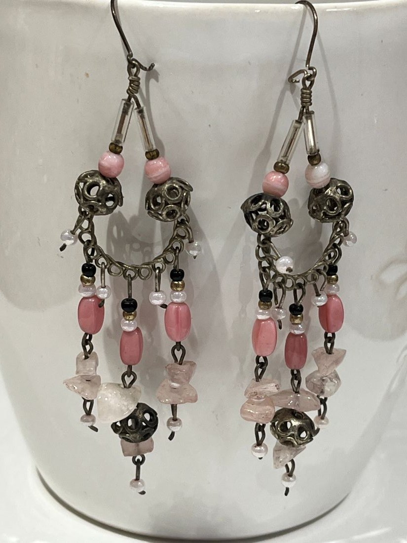 boucles oreilles roses