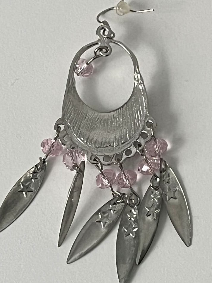 Fuchsia Pink Sterling Silver Earrings back