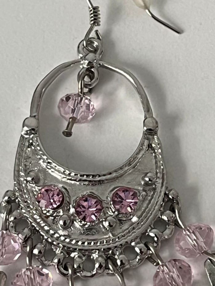 Fuchsia Pink Sterling Silver Earrings stones