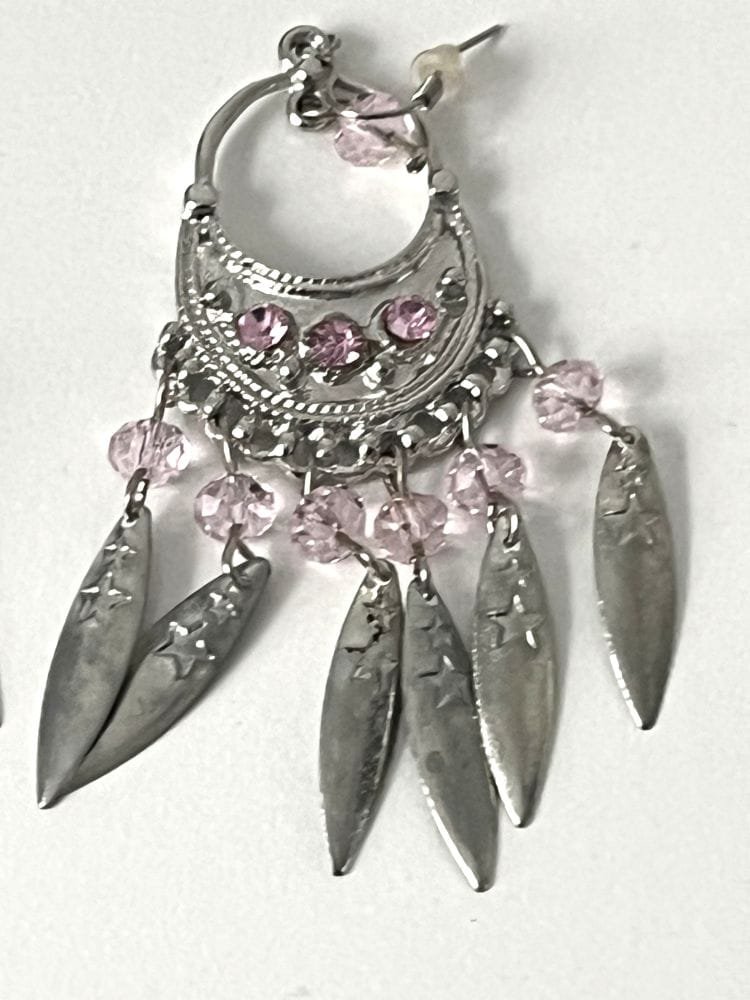 Fuchsia Pink Sterling Silver Earrings front
