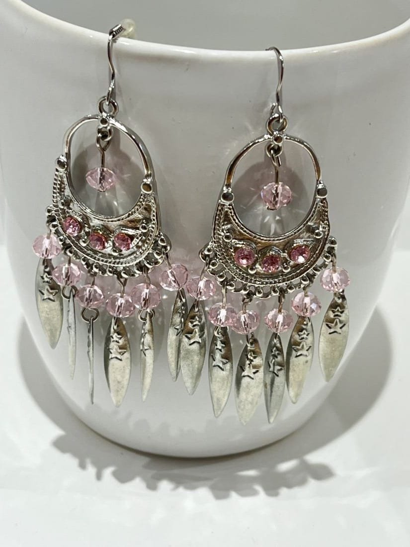 Fuchsia Pink Sterling Silver Earrings