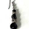 boucles oreilles onyx et pierres argentés