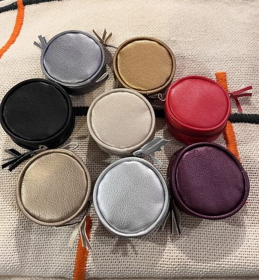 evil eye round leather charm wallet