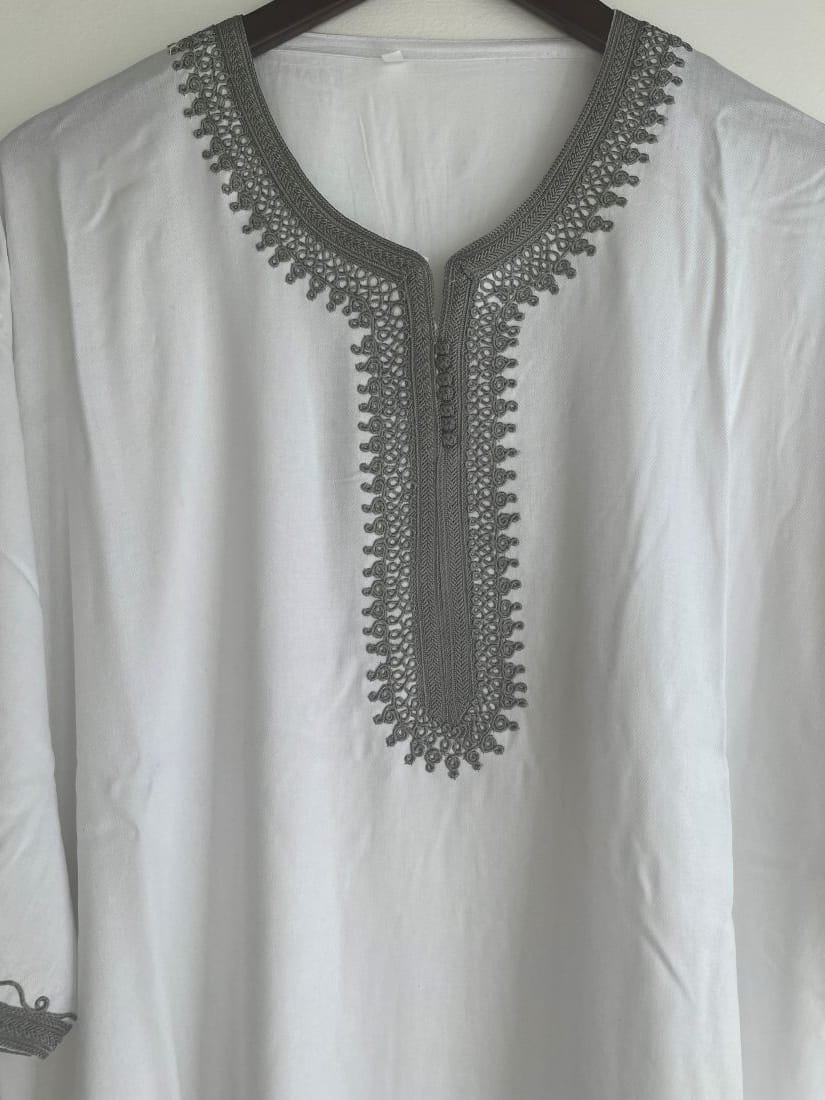 Kaftan-Outfit-top haut marocain blanc