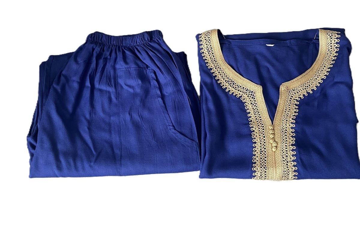 pantalon-kaftan bleu