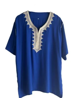 moroccan-mens-tunic tunique blue marocaine authentique