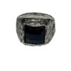 Bague gravée argent maroc avec pierre noire