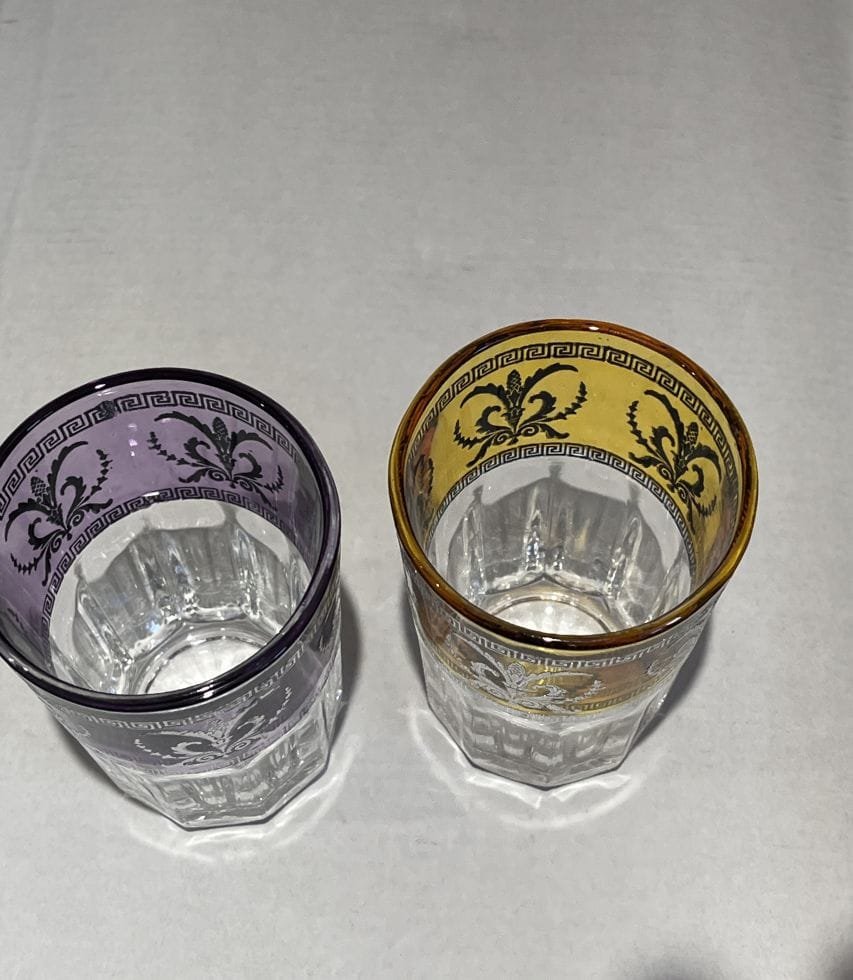 Verres à thé marocains à la menthe avec détails argentés – Service à thé décoratif fait main