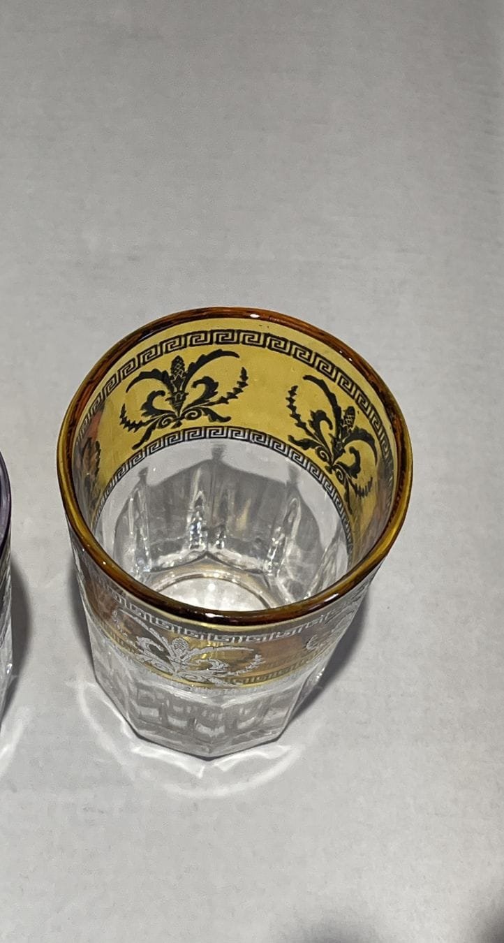 Verres à thé marocains pour the à la menthe avec détails argentés – Service à thé décoratif fait main