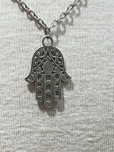 silver hamsa necklace