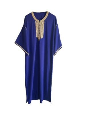 luxury-embroidered-moroccan-kaftan-maxi-dress-bleu caftan luxe de couleur blue pour mariage