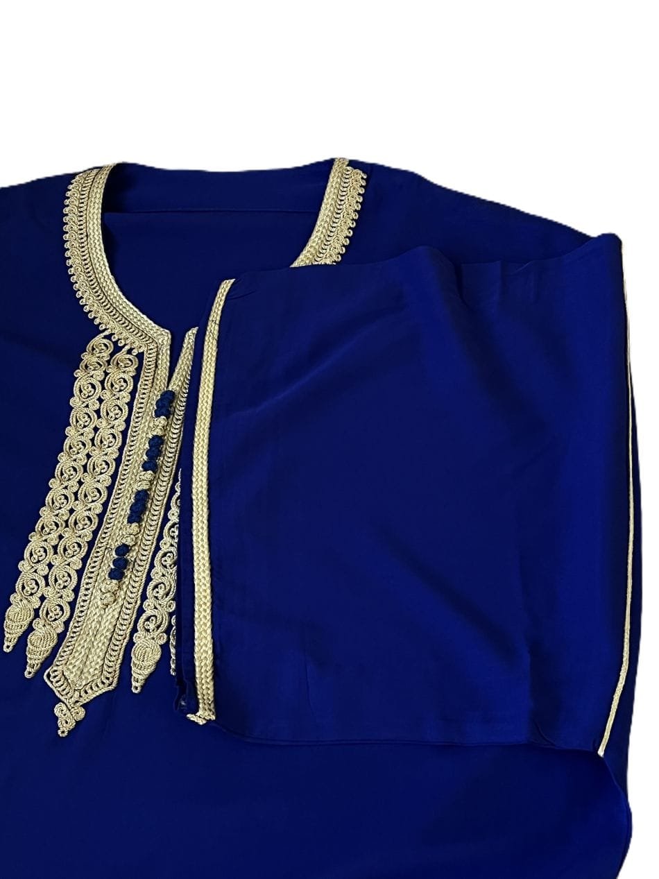 caftan blue avec broderies or