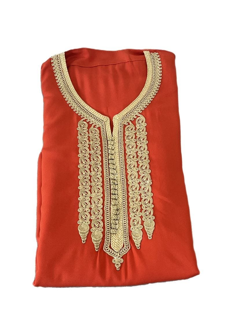 luxury-embroidered-moroccan-kaftan-maxi-dress-orange-design caftan orange doré