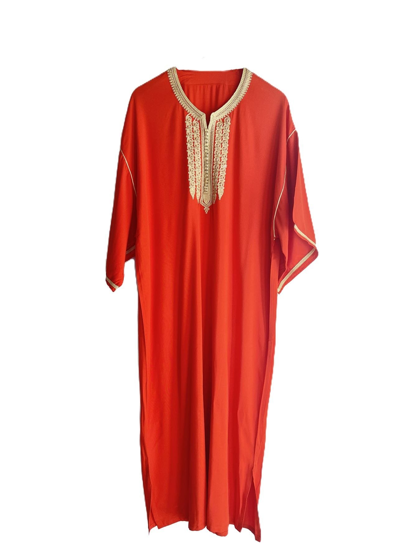 luxury-embroidered-moroccan-kaftan-maxi-dress-orange caftan marocain femme orange