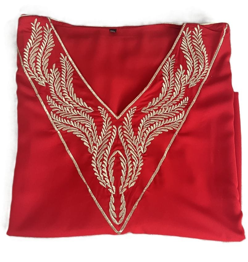 caftan-marocain-rouge-à-broderie-dorée-design moroccan kaftan