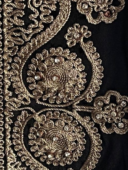 Black Velvet Moroccan Kaftan with Matching Belt - Image 8