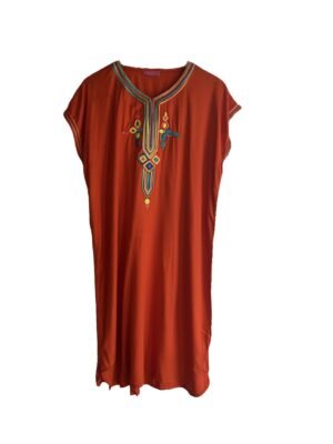 Moroccan- clothing-kaftan-orange vetement marocain femme caftan orange