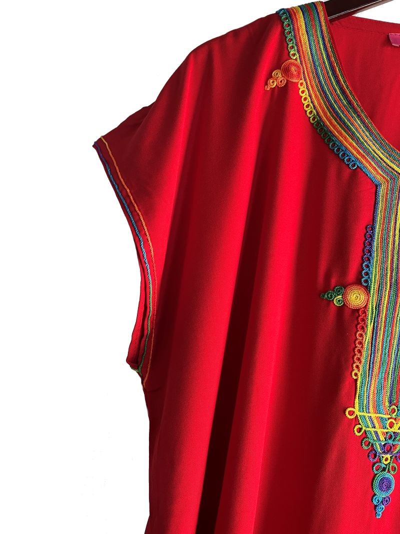 manches courtes caftan marocain rouge