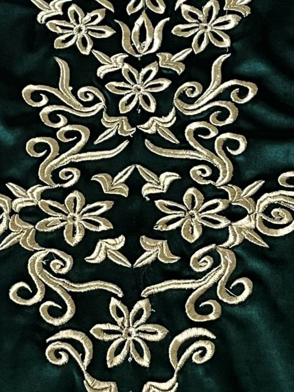Bleu Velvet Moroccan Kaftan with gold broderies