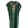 caftan court marocain vert avec broderies colorees