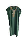 caftan court marocain vert avec broderies colorees